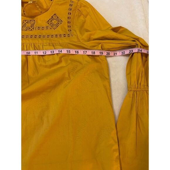EUC Free People Another Eternity Embroidered Blouse, Mustard, Sz XS - Picture 9 of 10